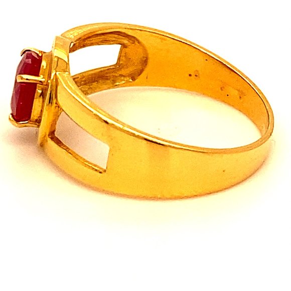 GIA Burmese Ruby 1.38ct Solid 21K Yellow Gold Ring - Picture 7 of 8
